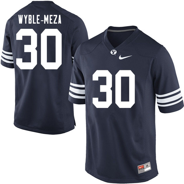 Men #30 Alec Wyble-Meza BYU Cougars College Football Jerseys Sale-Navy